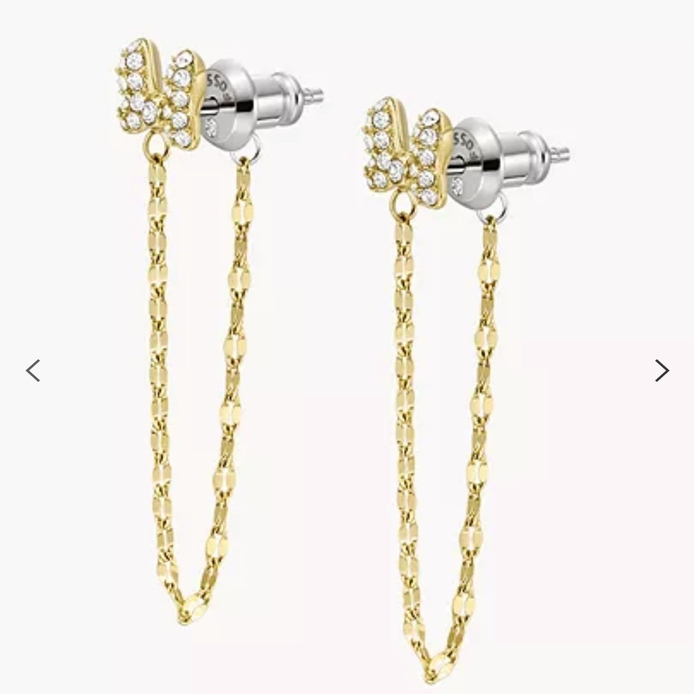 New Disney X Fossil Special Edition Gold-Tone Stainless Steel Drop Earrings